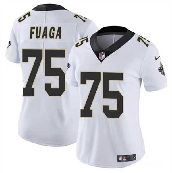 Women%27s New Orleans Saints #75 Taliese Fuaga White 2024 Draft Vapor Stitched Game Jersey Dzhi->women nfl jersey->Women Jersey